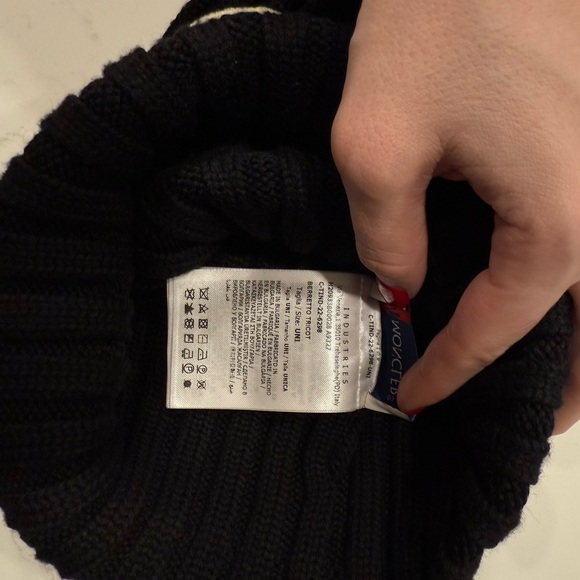 Moncler Black Beanie with Pom-Pom - Picture 3 of 4